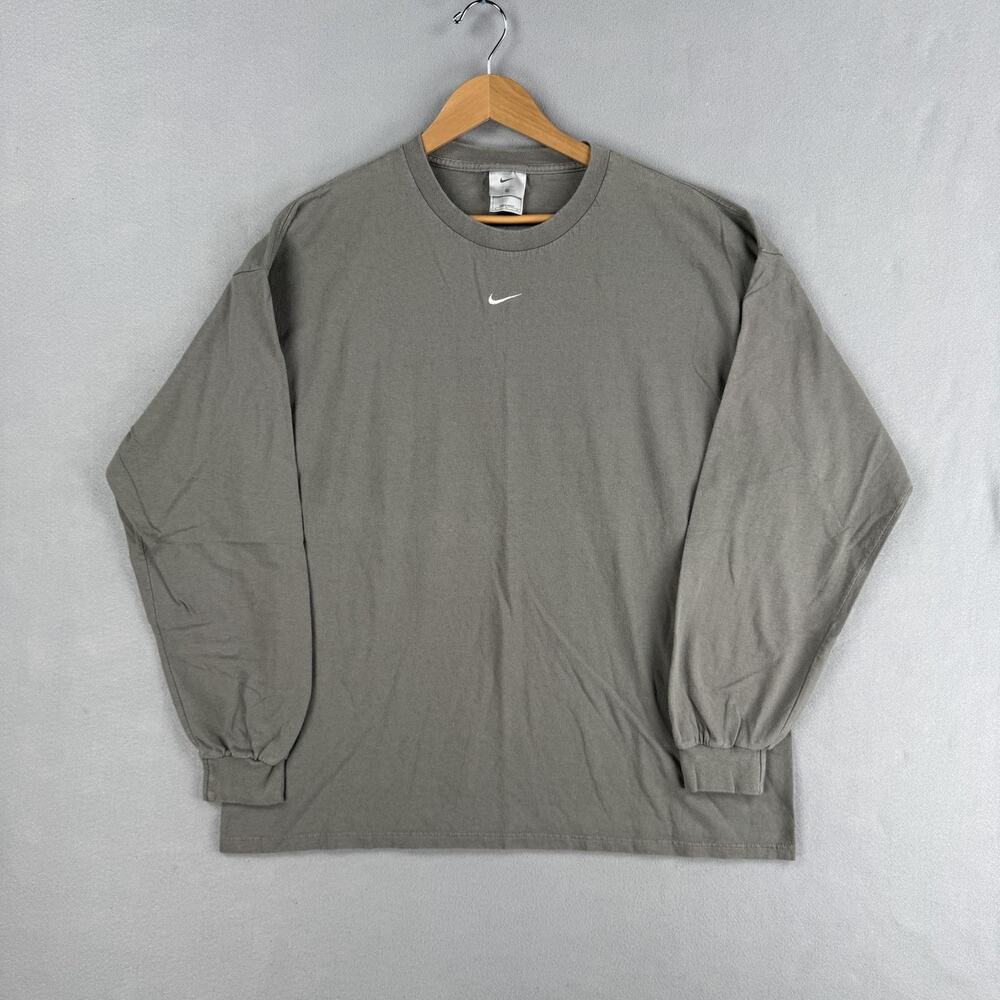 Vintage Nike Shirt Mens XL Gray Long Sleeve Embroidered Swoosh Logo Tee Crewneck